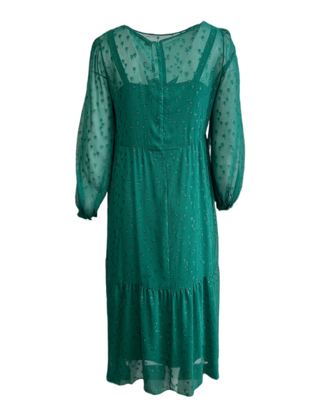 Marina Rinaldi Women's Green Diletto Long Sleeve Sheer Maxi Dress