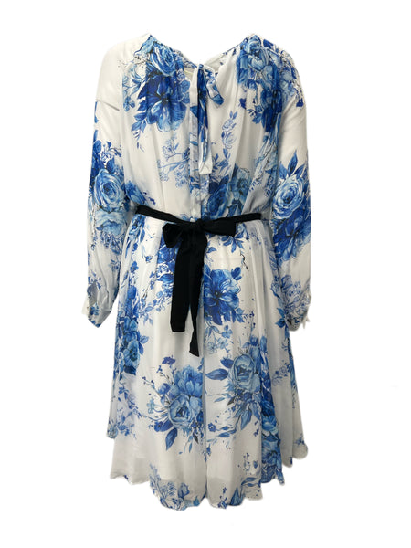 Marina Rinaldi Women's Bianco Dimora Tie Front Floral Printed Dress