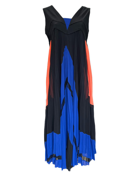 Marina Rinaldi Women's Blue Dianamico Pleated Maxi Dress NWT