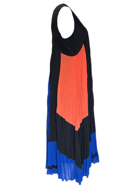 Marina Rinaldi Women's Blue Dianamico Pleated Maxi Dress NWT