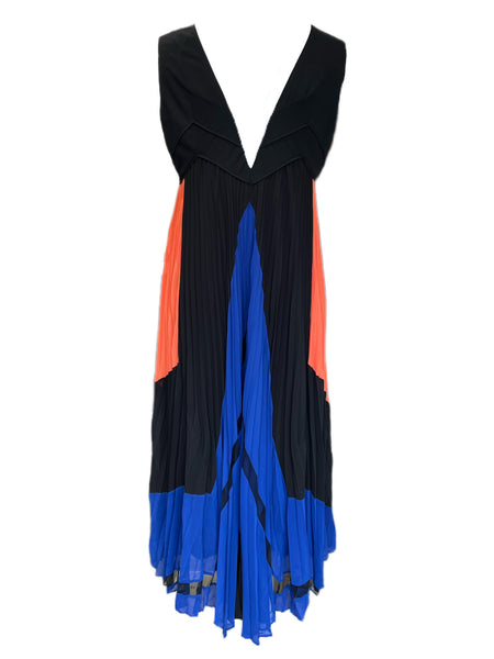 Marina Rinaldi Women's Blue Dianamico Pleated Maxi Dress NWT