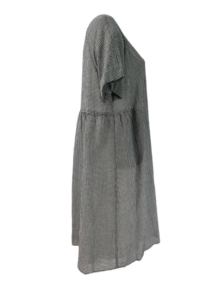 Marina Rinaldi Women's Black Dinamo Plaid Short Sleeve Shift Dress