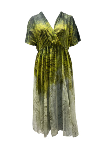 Marina Rinaldi Women's Green Dipinto Printed A Line Dress Size 18W/27 NWT