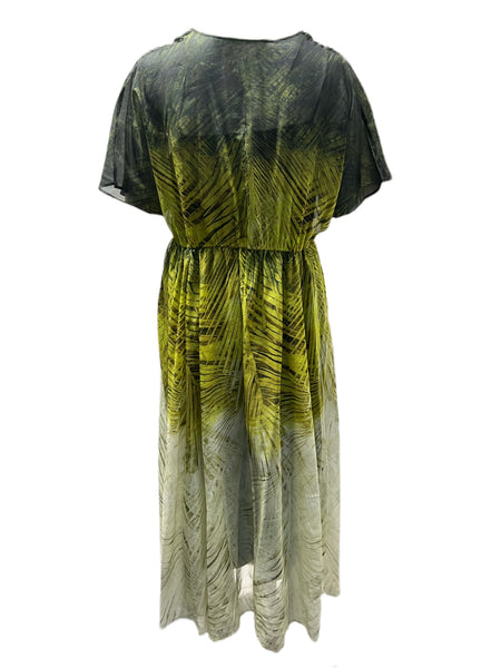 Marina Rinaldi Women's Green Dipinto Printed A Line Dress Size 18W/27 NWT