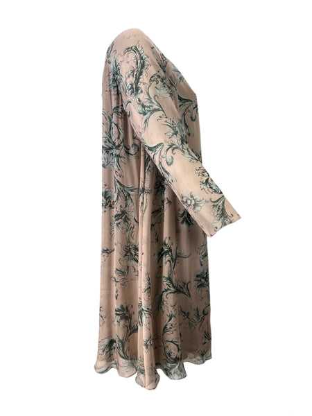 Marina Rinaldi Women's Pink Diploide Floral Printed Silk Shift Dress NWT