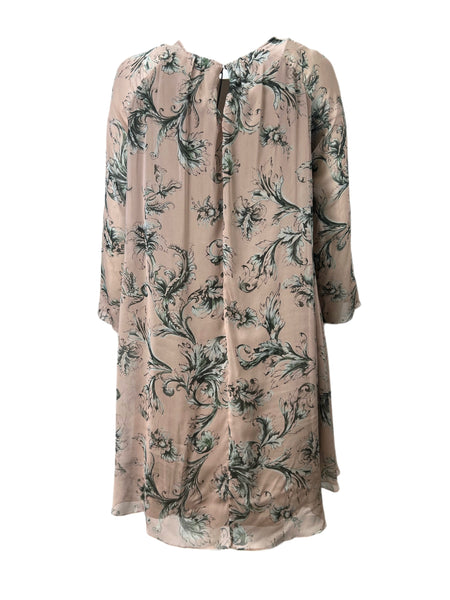 Marina Rinaldi Women's Pink Diploide Floral Printed Silk Shift Dress NWT