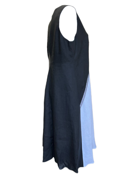 Marina Rinaldi Women's Nero Diritto Sleeveless Flax A Line Dress NWT