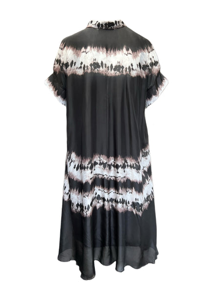 Marina Rinaldi Women's Nero Discorso Silk Shirt Dress NWT