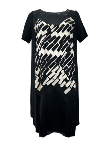 Marina Rinaldi Women's Nero Dispari Short Sleeve Shift Dress NWT