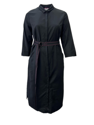 Marina Rinaldi Women's Black Disteso Button Front Belted Dress