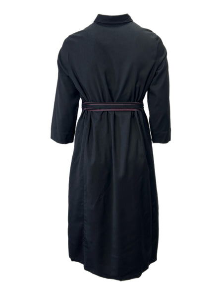 Marina Rinaldi Women's Black Disteso Button Front Belted Dress