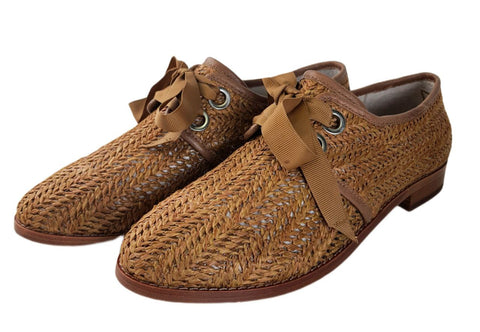 MATT BERNSON Women's Brown Chestnut Raffia Dita Loafers #MB165 NWB