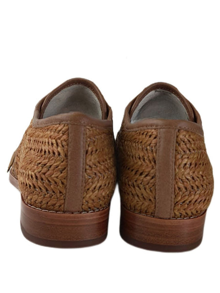 MATT BERNSON Women's Brown Chestnut Raffia Dita Loafers #MB165 NWB