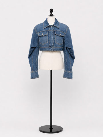 Max Mara Women's Blue Divina Button Closure Short Jacket NWT