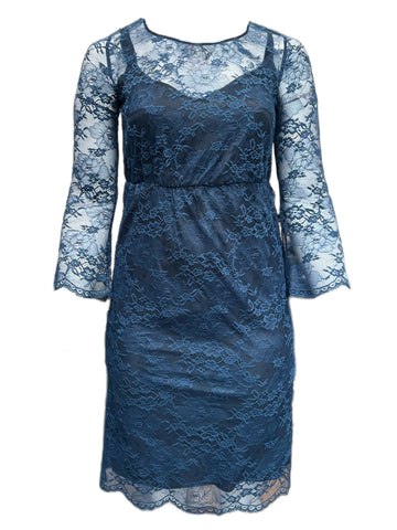 Marina Rinaldi Women's Blue Divina Lace Sheath Dress Size 8W/17 NWT