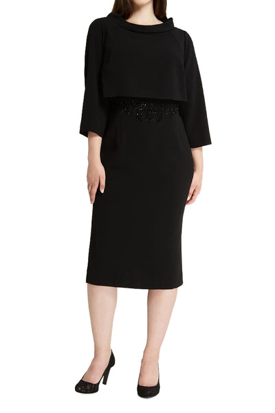 MARINA RINALDI Women's Black Divinas Faux 2 Piece Dress $925 NWT