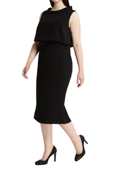 MARINA RINALDI Women's Black Divinas Faux 2 Piece Dress $925 NWT