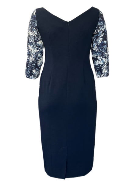 Marina Rinaldi Women's Navy Divinas Floral Print Sheath Dress Size 12W/21 NWT