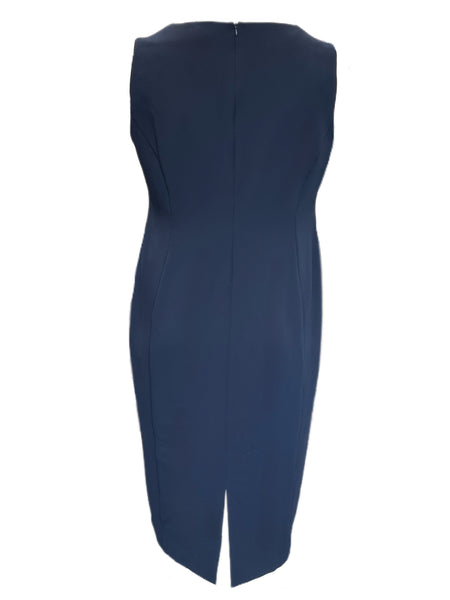 Marina Rinaldi Women's Navy Divinita Zipper Closure Shift Dress Size 18W/27 NWT