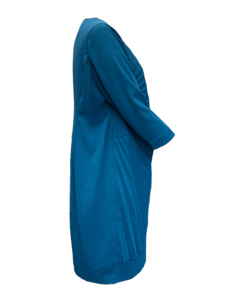 Marina Rinaldi Women's Blue Dizione Ruffle Front Dress NWT