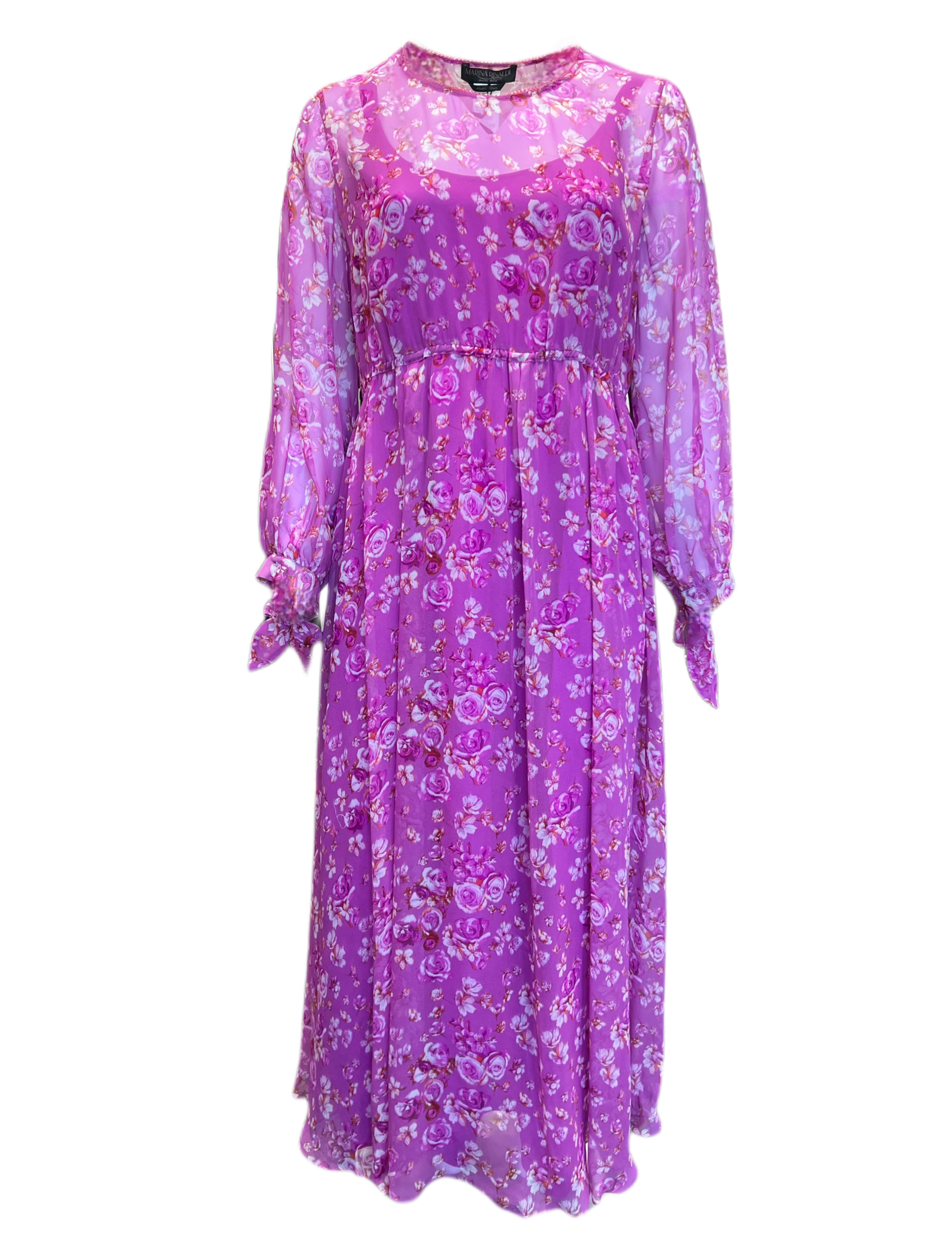 Marina Rinaldi Women's Pink Dolce Floral Print Silk Maxi Dress NWT Walk Into Fashion Marina Rinaldi Women's Pink Dolce Floral Print Silk Maxi Dress NWT Walk Into Fashion