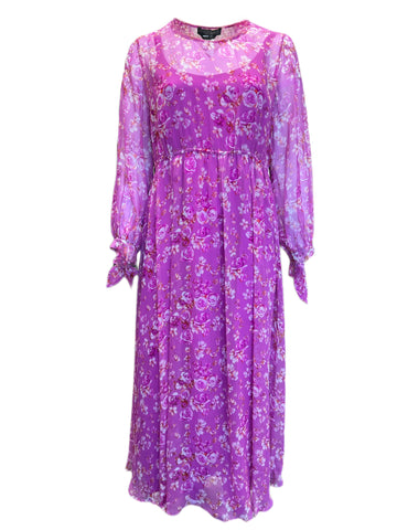 Marina Rinaldi Women's Pink Dolce Floral Print Silk Maxi Dress NWT
