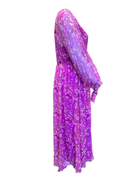 Marina Rinaldi Women's Pink Dolce Floral Print Silk Maxi Dress NWT