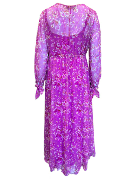 Marina Rinaldi Women's Pink Dolce Floral Print Silk Maxi Dress NWT