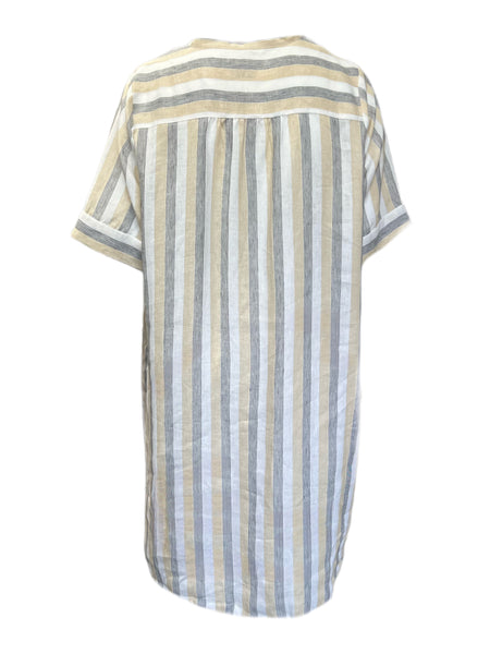 Marina Rinaldi Women's Beige Domino Striped Len Dress Size 20W/29 NWT