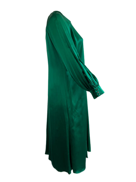 Marina Rinaldi Women's Green Dondolo Long Sleeve Silk Maxi Dress NWT