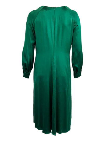 Marina Rinaldi Women's Green Dondolo Long Sleeve Silk Maxi Dress NWT