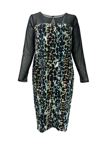 Marina Rinaldi Women's Emerald Dora Sheer Sleeve Printed Shift Dress