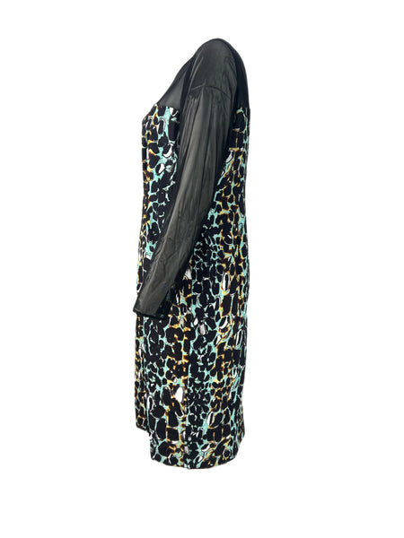 Marina Rinaldi Women's Emerald Dora Sheer Sleeve Printed Shift Dress