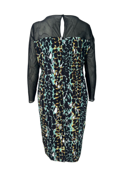 Marina Rinaldi Women's Emerald Dora Sheer Sleeve Printed Shift Dress