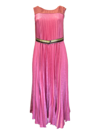 Marina Rinaldi Women's Pink Doriana Sleeveless Pleated Maxi Dress NWT