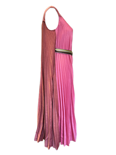 Marina Rinaldi Women's Pink Doriana Sleeveless Pleated Maxi Dress NWT