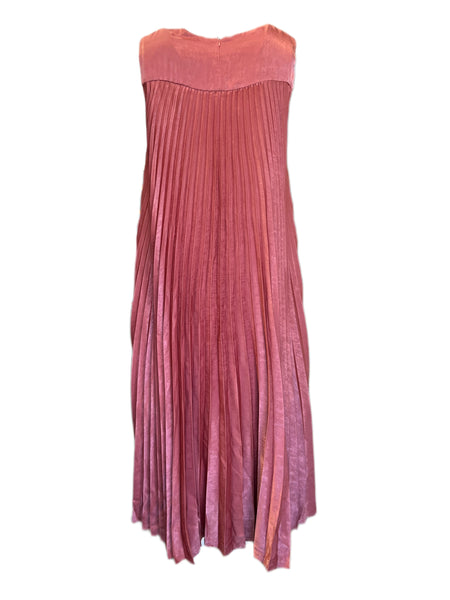 Marina Rinaldi Women's Pink Doriana Sleeveless Pleated Maxi Dress NWT