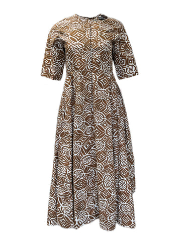 Max Mara Women's Tobacco Dorico Cotton A Line Dress Size 8 NWT