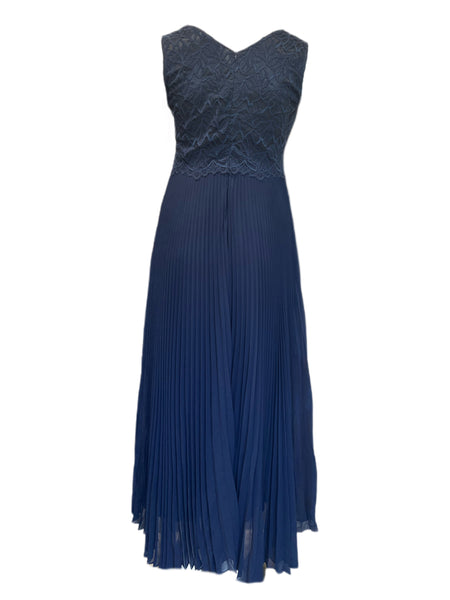 Marina Rinaldi Women's Navy Doris Pleated Maxi Dress Size 8W/17 NWT