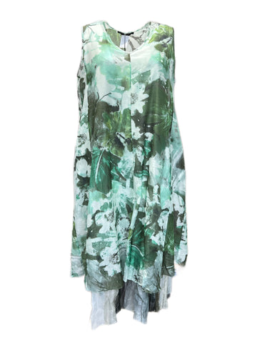 Marina Rinaldi Women's Green Dovizia Sleeveless Printed Maxi Dress NWT