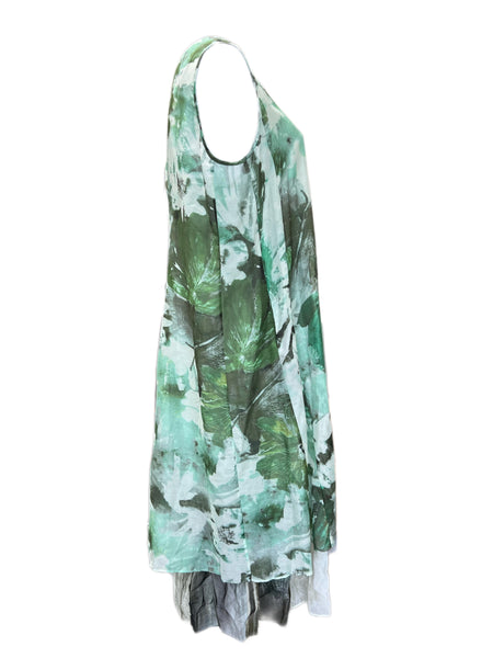 Marina Rinaldi Women's Green Dovizia Sleeveless Printed Maxi Dress NWT