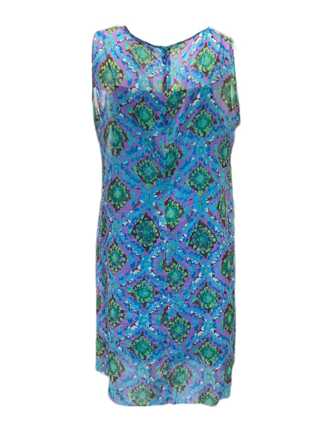 Marina Rinaldi Women's Purple Dracma Floral Printed Sleeveless Dress
