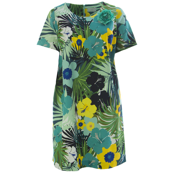 MARINA RINALDI Women's Multi Driade Floral Print Shift Dress $540 NWT