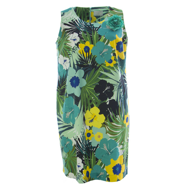 MARINA RINALDI Women's Multi Driade Floral Print Shift Dress $540 NWT