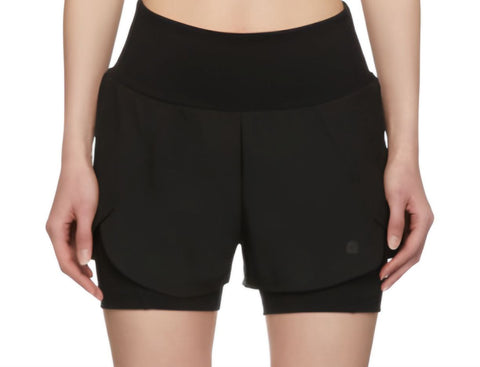 LNDR Women's Black Dual High Rise Sculpted Fit Run Shorts #AS805 X-Small NWT