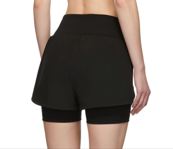 LNDR Women's Black Dual High Rise Sculpted Fit Run Shorts #AS805 X-Small NWT