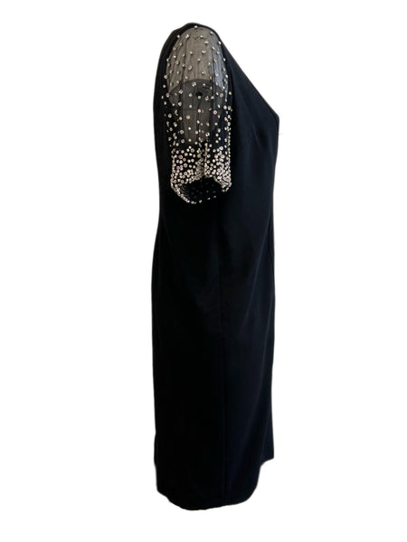 Marina Rinaldi Women's Black Ducato Beaded Sleeve Sheath Dress