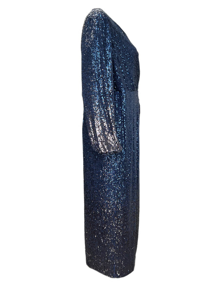 Marina Rinaldi Women's Navy Ducato Sequined Wrap Dress NWT