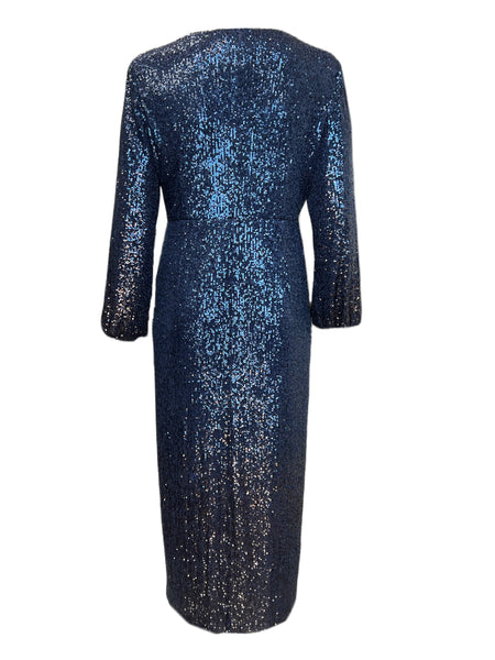 Marina Rinaldi Women's Navy Ducato Sequined Wrap Dress NWT