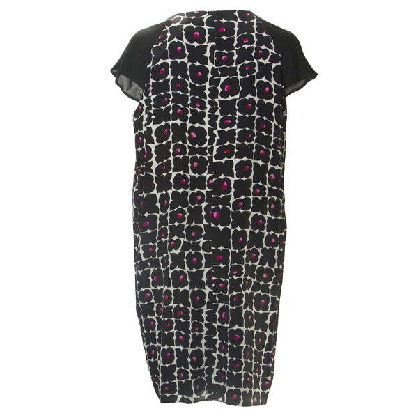 MARINA RINALDI Women's Black Duna Floral Shift Dress $555 NWT